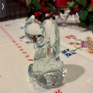 Vintage Handcrafted Langsam-Billig Bubble Glass Clear Hound Dog Art Glass